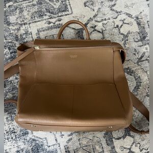 Mina Baie Tan Leather Harper midi Diaper Backpack